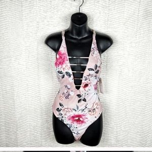 Beautiful, sexy rose floral print one piece